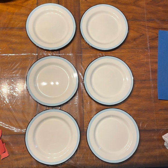 NWOT Set of 6 Hearth & Hand Magnolia Enamel Dinner Plates Farmhouse - Picture 2 of 13